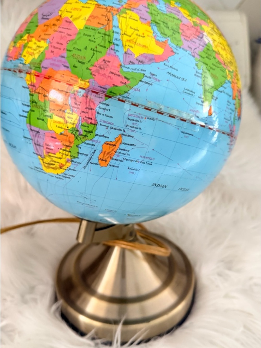 VTG Light-Up Globe World Map Lamp Vintage 80s 90s Home Decor Works